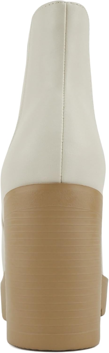 Soda EDITOR ~ Women Lug Sole High Heel Chelsea Fashion Ankle Boot w/Double Elastic Gore - Image 3