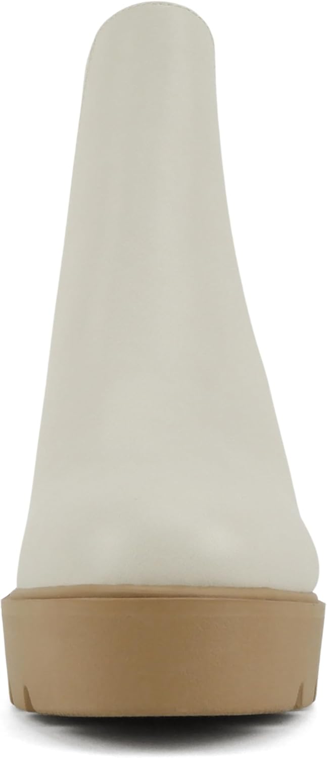 Soda EDITOR ~ Women Lug Sole High Heel Chelsea Fashion Ankle Boot w/Double Elastic Gore - Image 4